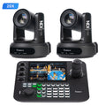 Tenveo 2-Camera 20X PTZ NDI Bundle with AI Auto-Tracking, KB300PRO Joystick Controller, 7" Multi-View & PoE