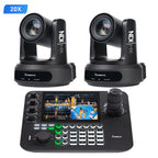 Tenveo 2-Camera 20X PTZ NDI Bundle with AI Auto-Tracking, KB300PRO Joystick Controller, 7" Multi-View & PoE