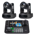 Tenveo 2-Camera 20X PTZ NDI Bundle with AI Auto-Tracking, KB300PRO Joystick Controller, 7" Multi-View & PoE