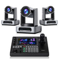 Tenveo 4K 60FPS NDI PTZ Camera Bundle with 3 AI Tracking PTZ Cameras & NDI HX3 Joystick Controller | 30X Optical Zoom Multi-Camera Live Production System