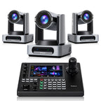 Tenveo 4K 60FPS NDI PTZ Camera Bundle with 3 AI Tracking PTZ Cameras & NDI HX3 Joystick Controller | 30X Optical Zoom Multi-Camera Live Production System