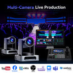 Tenveo 4K 60FPS NDI PTZ Camera Bundle with 3 AI Tracking PTZ Cameras & NDI HX3 Joystick Controller | 30X Optical Zoom Multi-Camera Live Production System
