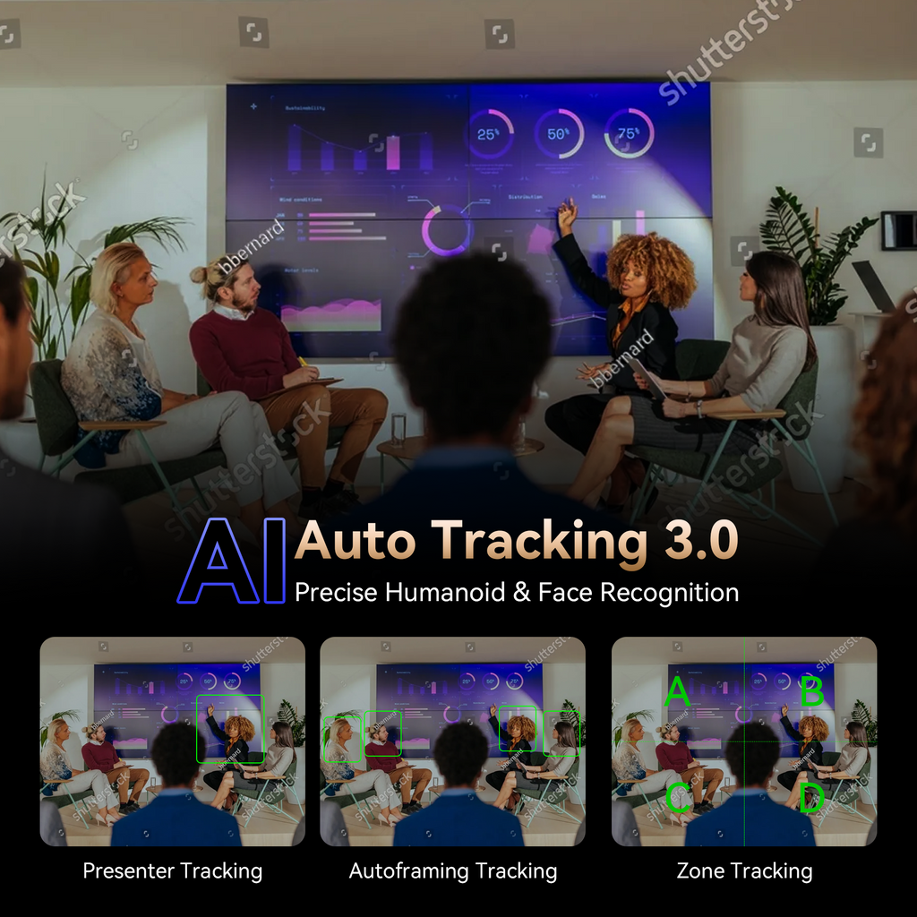 Tenveo 4K 60FPS NDI PTZ Camera Bundle with 3 AI Tracking PTZ Cameras & NDI HX3 Joystick Controller | 30X Optical Zoom Multi-Camera Live Production System