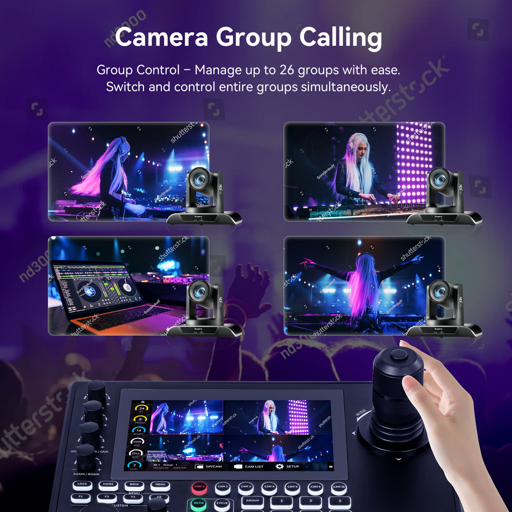 Tenveo 4K 60FPS NDI PTZ Camera Bundle with 3 AI Tracking PTZ Cameras & NDI HX3 Joystick Controller | 30X Optical Zoom Multi-Camera Live Production System