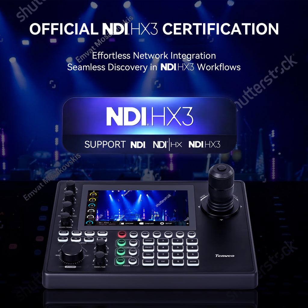 Tenveo 4K 60FPS NDI PTZ Camera Bundle with 3 AI Tracking PTZ Cameras & NDI HX3 Joystick Controller | 30X Optical Zoom Multi-Camera Live Production System