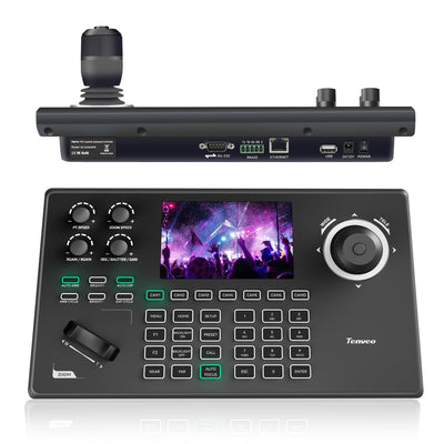Tenveo KB200MAX NDI PTZ Camera Controller – 5" LCD Preview, 4D Joystick, PoE, Multi-Protocol Control for Professional Live Streaming & Video Production