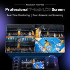 Tenveo NDI PTZ Camera Joystick Controller with 7" LCD Quad-Screen Preview & 4D Joystick for Live Streaming and Church Production