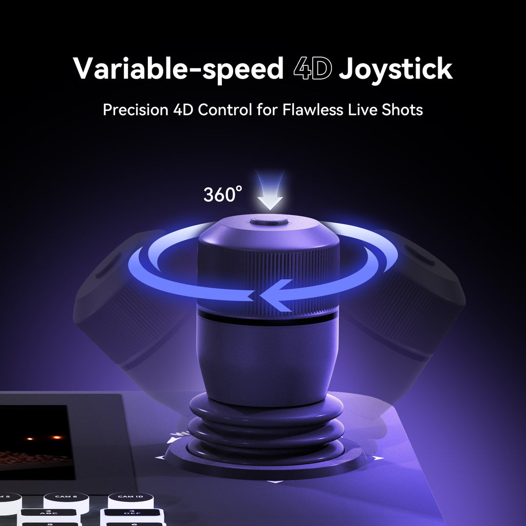Tenveo NDI PTZ Camera Joystick Controller with 7" LCD Quad-Screen Preview & 4D Joystick for Live Streaming and Church Production