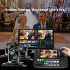 Tenveo NDI PTZ Camera Joystick Controller with 7" LCD Quad-Screen Preview & 4D Joystick for Live Streaming and Church Production