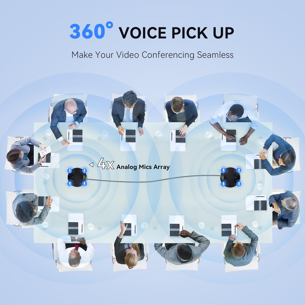 Tenveo MagiCall-EX M5BEX Bluetooth Conference Speakerphone – Daisy Chain for 20–30 Attendees, 360° Voice Pickup, USB & Wireless Speakerphone for Medium to Large Meeting Rooms