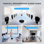 Tenveo MagiCall-EX M5BEX Bluetooth Conference Speakerphone – Daisy Chain for 20–30 Attendees, 360° Voice Pickup, USB & Wireless Speakerphone for Medium to Large Meeting Rooms