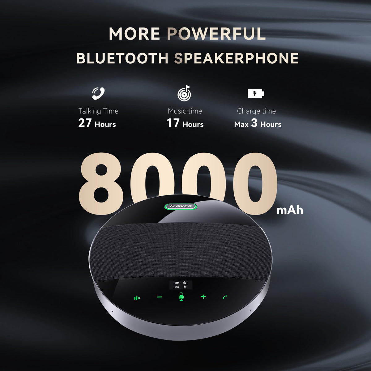 Tenveo MagiCall-EX M5BEX Bluetooth Conference Speakerphone – Daisy Chain for 20–30 Attendees, 360° Voice Pickup, USB & Wireless Speakerphone for Medium to Large Meeting Rooms