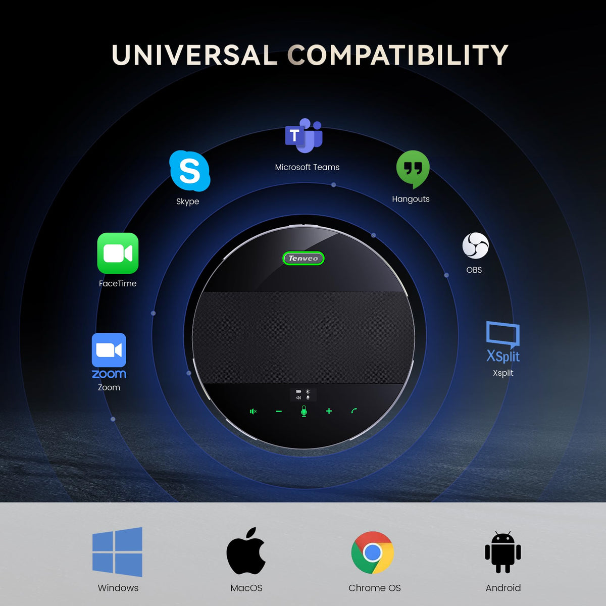 Tenveo MagiCall-EX M5BEX Bluetooth Conference Speakerphone – Daisy Chain for 20–30 Attendees, 360° Voice Pickup, USB & Wireless Speakerphone for Medium to Large Meeting Rooms