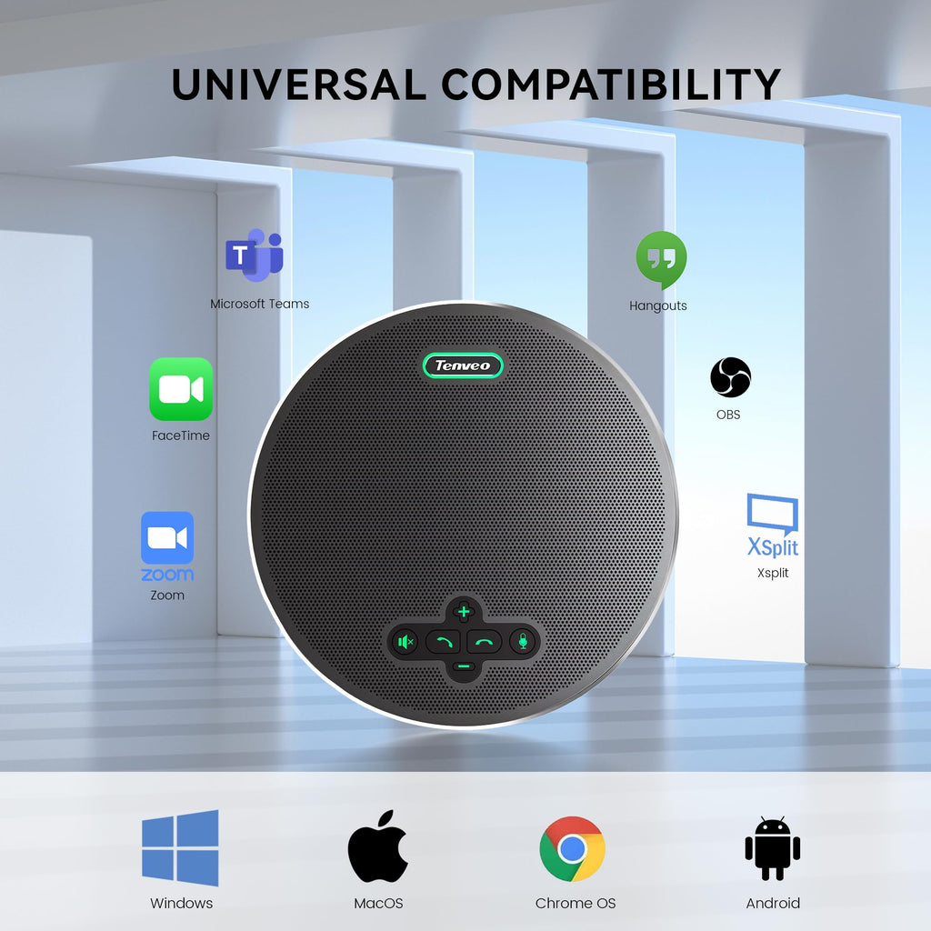 Tenveo MagiCallPro Bluetooth Conference Speakerphone – 360° AI Noise Cancellation, 8 Microphones, USB/Bluetooth/Wireless Dongle, Hi-Fi Speaker for Zoom/Teams/OBS, 18H Battery for 12–15 People