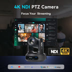 Tenveo 4K 60FPS NDI PTZ Camera,  AI Auto-Tracking, 20X Optical Zoom, 1/1.8" 8.42MP CMOS, HDMI/USB/3G-SDI/LAN & PoE