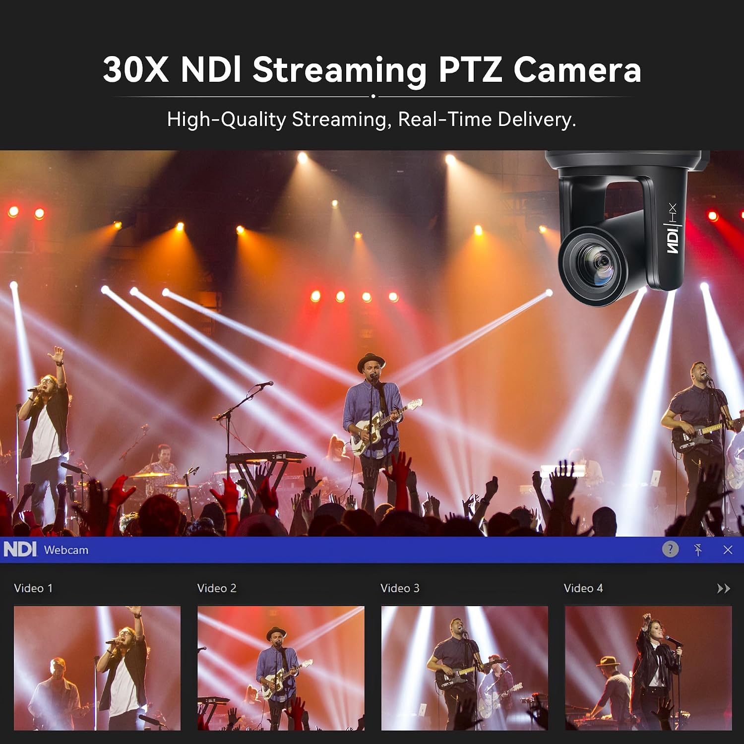 Tenveo AI Auto-Tracking PTZ Camera – 30X Optical Zoom + 16X Digital, 3G-SDI/HDMI/USB3.0/LAN (PoE), 1080P60 for Live Streaming