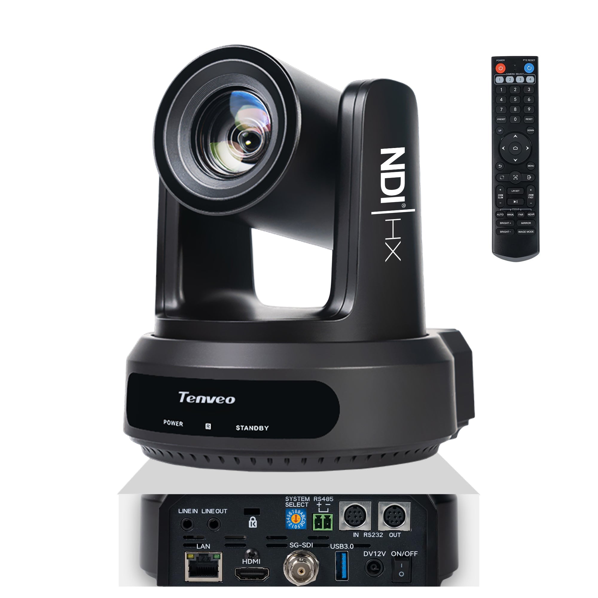Tenveo AI Auto-Tracking PTZ Camera – 30X Optical Zoom + 16X Digital, 3G-SDI/HDMI/USB3.0/LAN (PoE), 1080P60 for Live Streaming