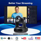 Tenveo AI Auto-Tracking PTZ Camera – 30X Optical Zoom + 16X Digital, 3G-SDI/HDMI/USB3.0/LAN (PoE), 1080P60 for Live Streaming