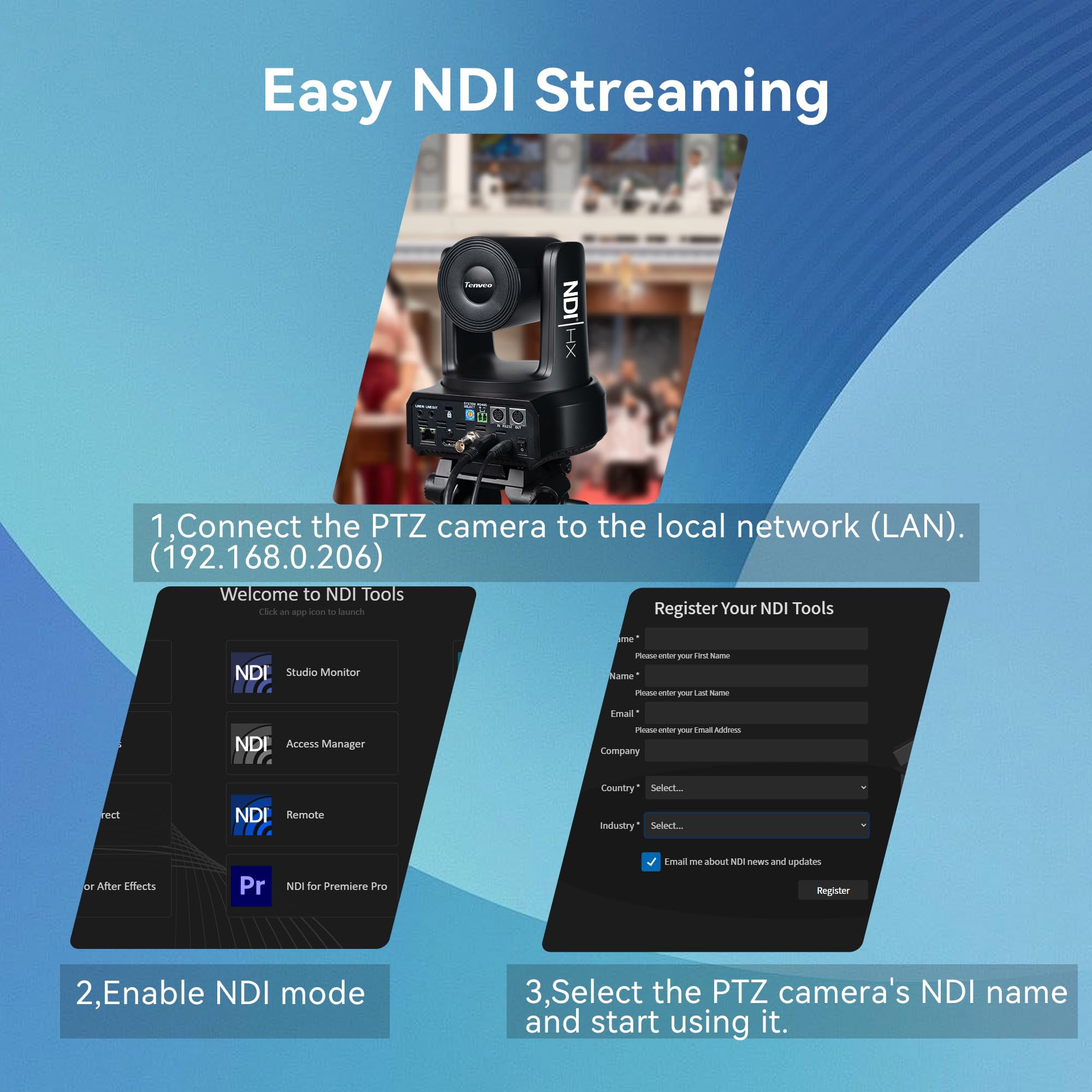 Tenveo AI Auto-Tracking PTZ Camera – 30X Optical Zoom + 16X Digital, 3G-SDI/HDMI/USB3.0/LAN (PoE), 1080P60 for Live Streaming
