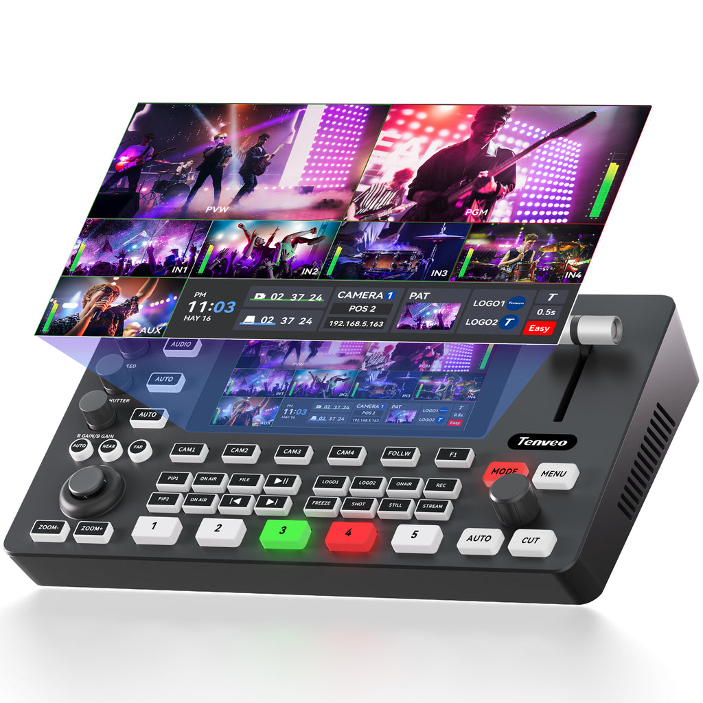 Tenveo PC500 4K60 HDMI & SDI Video Switcher | 5-Channel Live Streaming Mixer with PTZ Control, NDI, Dual Streaming & USB Recording