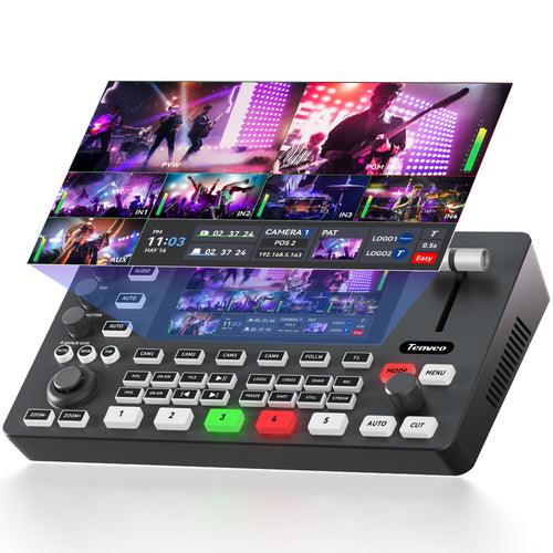 Tenveo PC500 4K60 HDMI & SDI Video Switcher | 5-Channel Live Streaming Mixer with PTZ Control, NDI, Dual Streaming & USB Recording