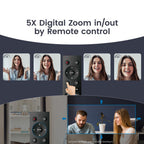 Tenveo 3-in-1 4K Webcam with Microphone & Speaker, AI Auto Framing, 5X Digital Zoom, Adjustable FOV & Remote Control, Plug-and-Play USB Webcam for Zoom, Teams, Google Meet, PC/Mac