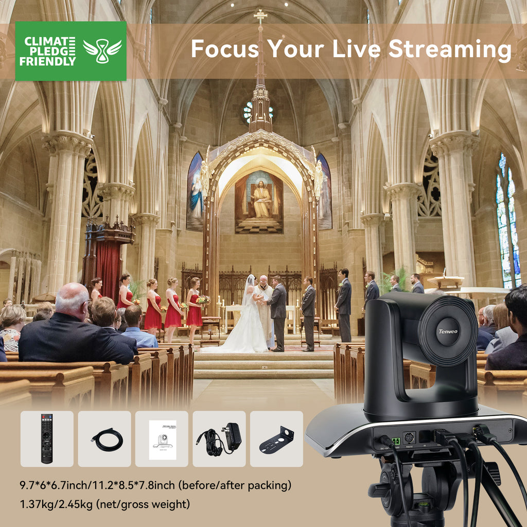 Tenveo AI Humanoid & Face Tracking PTZ Camera, 20X Optical Zoom, USB3.0/HDMI/PoE IP, 1080P 60FPS