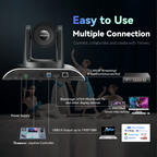 Tenveo AI Humanoid & Face Tracking PTZ Camera, 20X Optical Zoom, USB3.0/HDMI/PoE IP, 1080P 60FPS