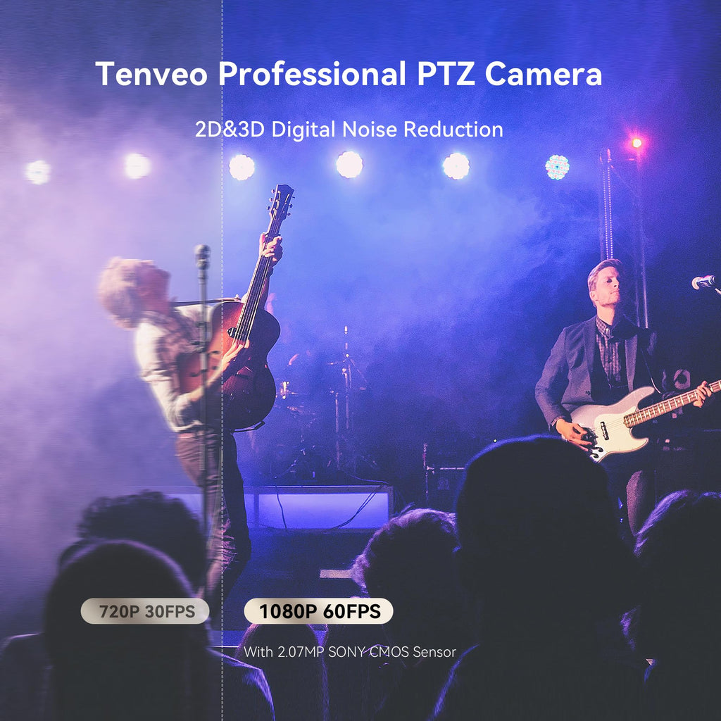 Tenveo AI Auto-Tracking NDI PTZ Camera – 20X Optical Zoom + 8X Digital, 3G-SDI/HDMI/USB3.0/LAN (PoE), 1080P60 for Live Streaming