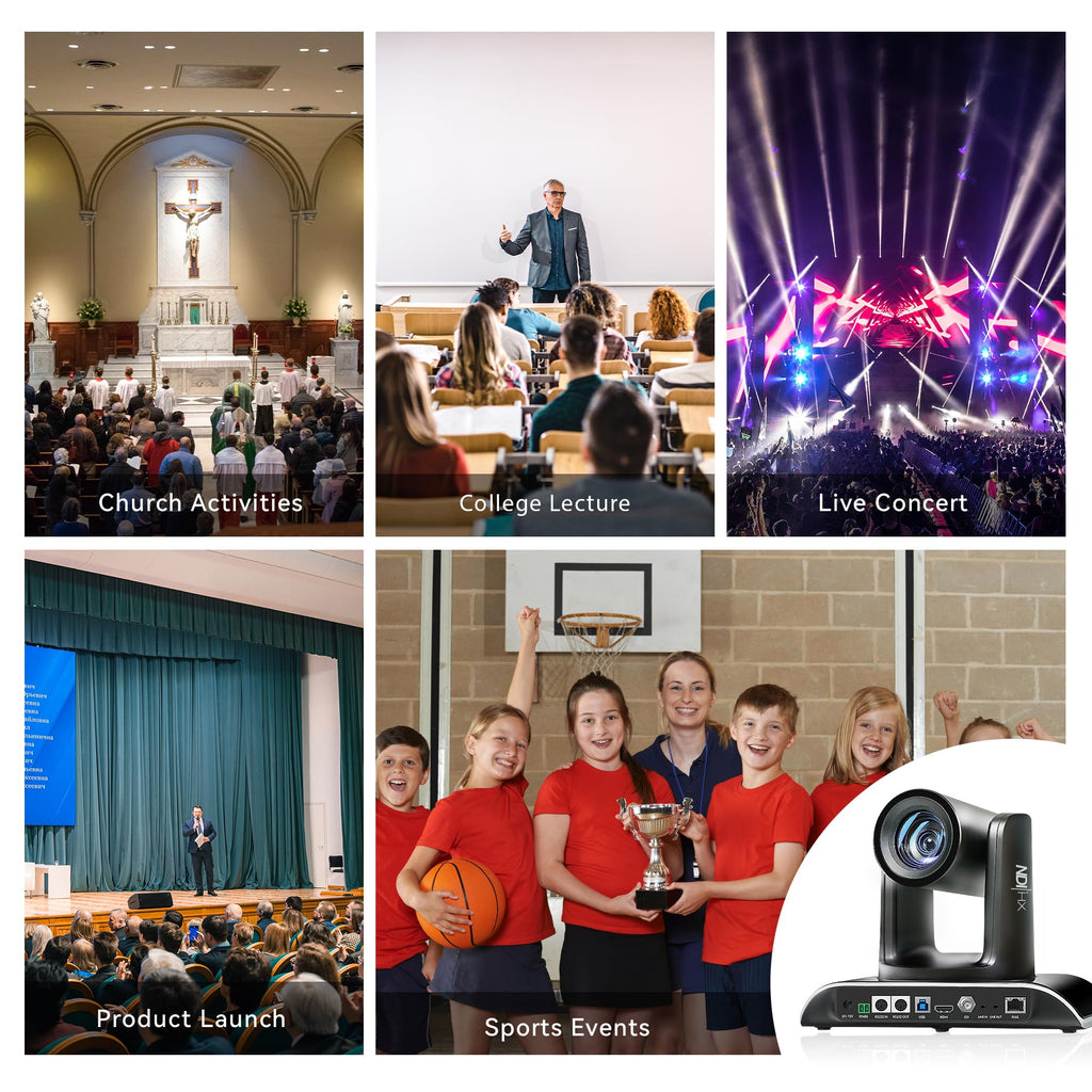 Tenveo AI Auto-Tracking NDI PTZ Camera – 20X Optical Zoom + 8X Digital, 3G-SDI/HDMI/USB3.0/LAN (PoE), 1080P60 for Live Streaming
