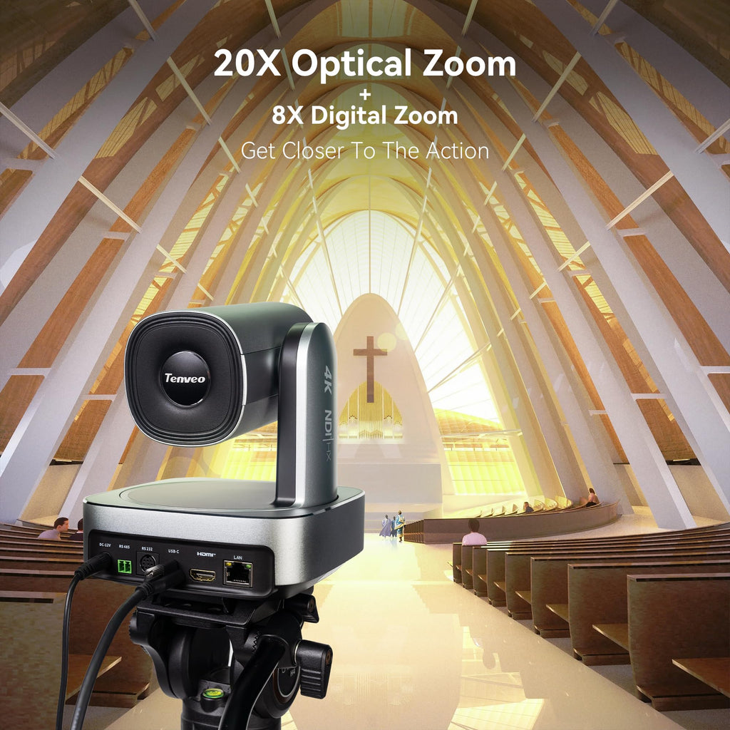 TEVO-VL20N 4K PTZ Camera with AI Auto-Tracking, 20X Optical Zoom, HDMI/USB 3.0/LAN & PoE