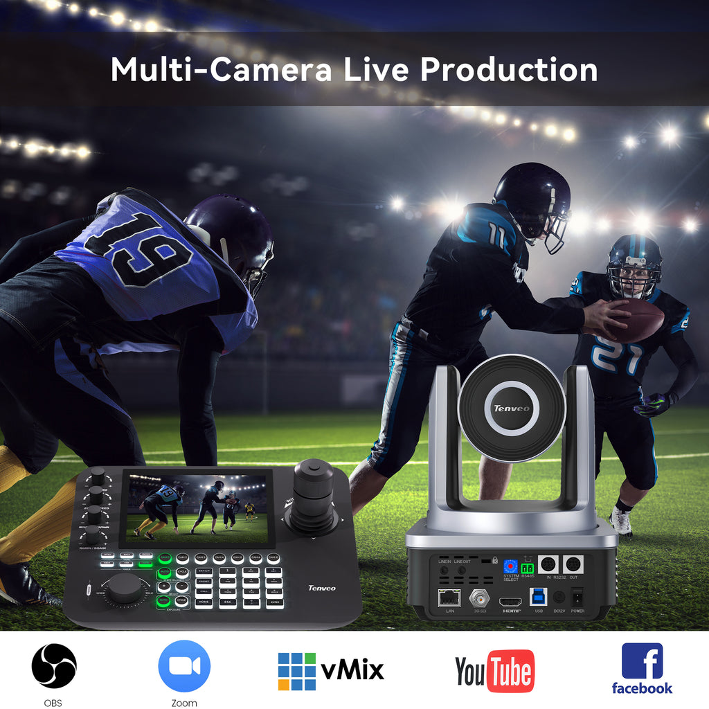 Tenveo 4K NDI PTZ Camera with AI Auto-Tracking, 20X Optical Zoom, HDMI/3G-SDI/USB3.0/LAN PoE for OBS, Zoom & vMix