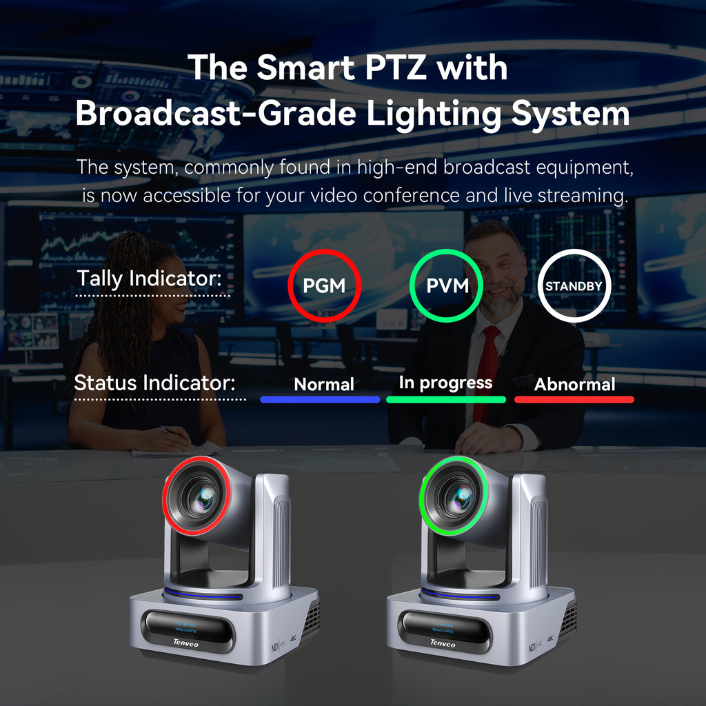Tenveo 4K NDI PTZ Camera with AI Auto-Tracking, 20X Optical Zoom, HDMI/3G-SDI/USB3.0/LAN PoE for OBS, Zoom & vMix