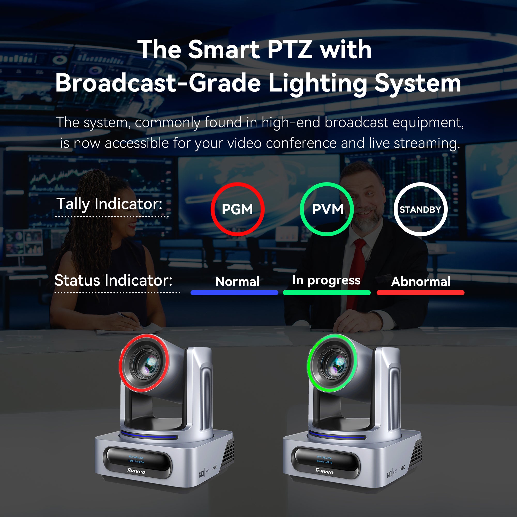 Tenveo 4K NDI PTZ Camera with AI Auto-Tracking, 20X Optical Zoom, HDMI/3G-SDI/USB3.0/LAN PoE for OBS, Zoom & vMix