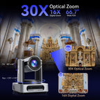 Tenveo VX30M-Ultra 4K60 NDI PTZ Camera with AI Auto Tracking | 30X Optical Zoom, SDI/HDMI/USB3.0/PoE for Live Streaming & Video Production