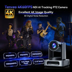 Tenveo VX30M-Ultra 4K60 NDI PTZ Camera with AI Auto Tracking | 30X Optical Zoom, SDI/HDMI/USB3.0/PoE for Live Streaming & Video Production