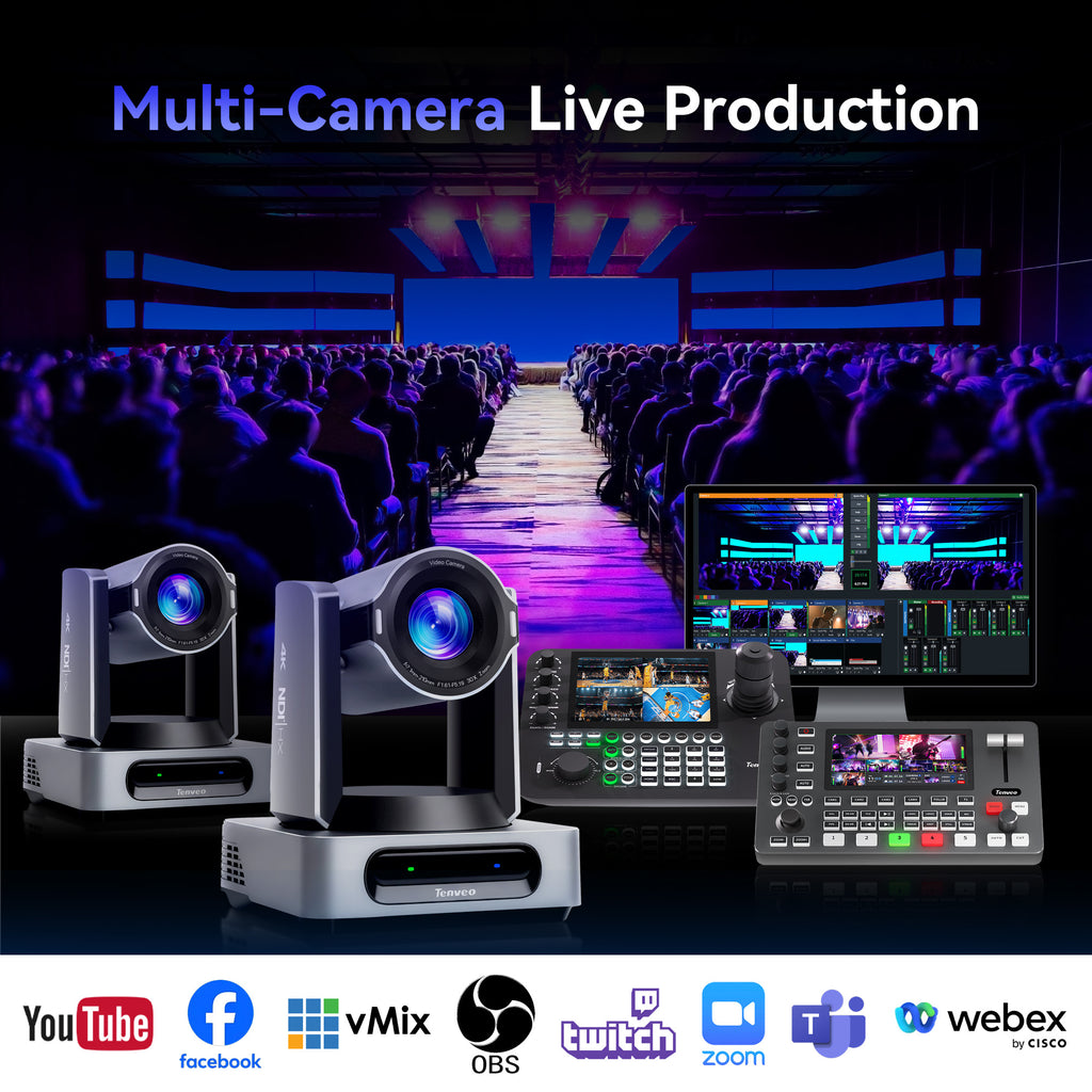 Tenveo VX30M-Ultra 4K60 NDI PTZ Camera with AI Auto Tracking | 30X Optical Zoom, SDI/HDMI/USB3.0/PoE for Live Streaming & Video Production