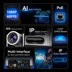 Tenveo VX Series NDI® PTZ Camera with AI Auto Tracking | 30X Optical Zoom, 1080P 60fps, 3G-SDI, HDMI, USB 3.0 & PoE