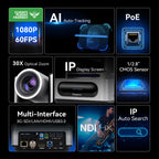 Tenveo VX Series NDI® PTZ Camera with AI Auto Tracking | 30X Optical Zoom, 1080P 60fps, 3G-SDI, HDMI, USB 3.0 & PoE