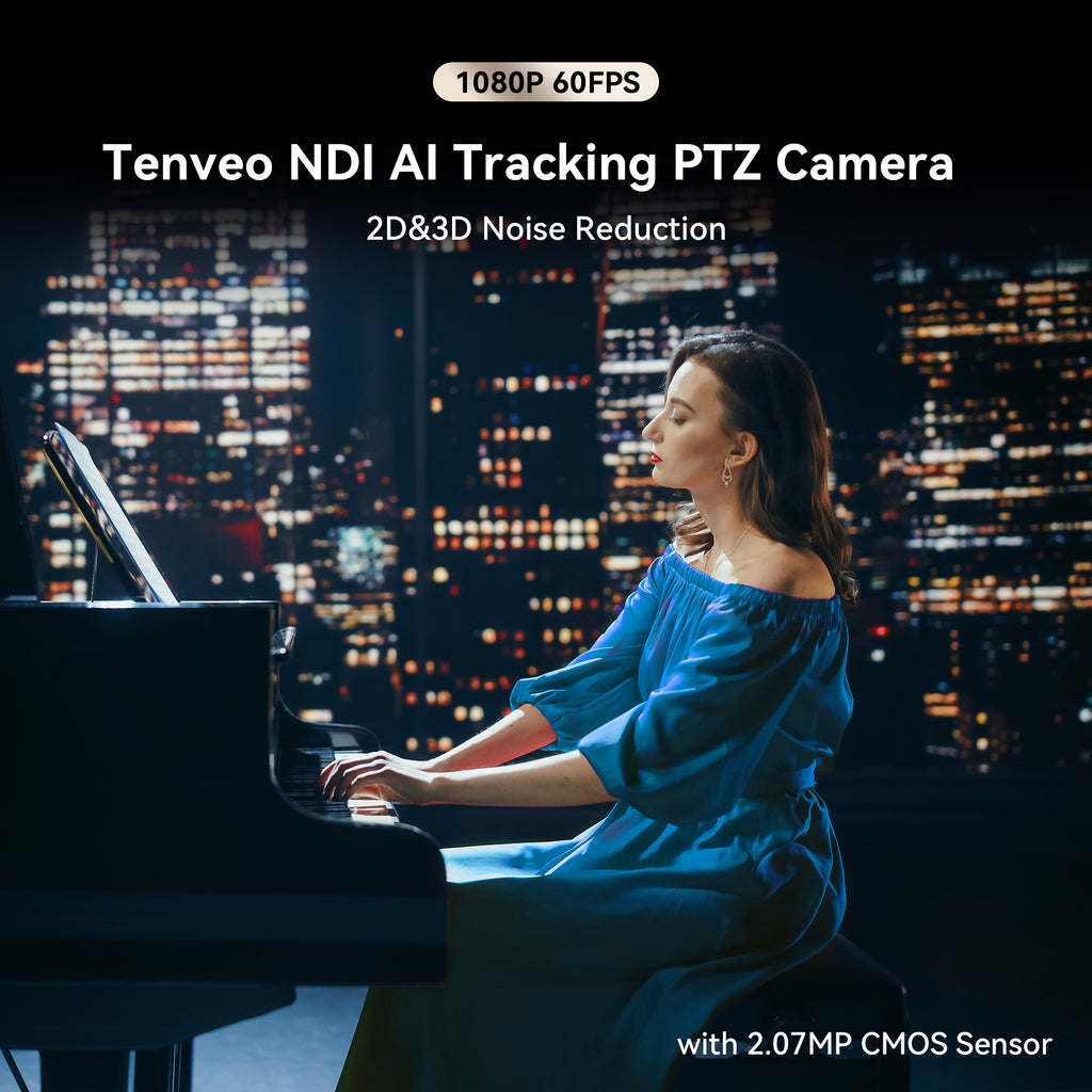 Tenveo VX Series NDI® PTZ Camera with AI Auto Tracking | 30X Optical Zoom, 1080P 60fps, 3G-SDI, HDMI, USB 3.0 & PoE