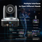 Tenveo VX Series NDI® PTZ Camera with AI Auto Tracking | 30X Optical Zoom, 1080P 60fps, 3G-SDI, HDMI, USB 3.0 & PoE