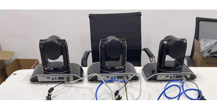 How to connect 3 pcs of HD video conference cameras with joystick controller together?