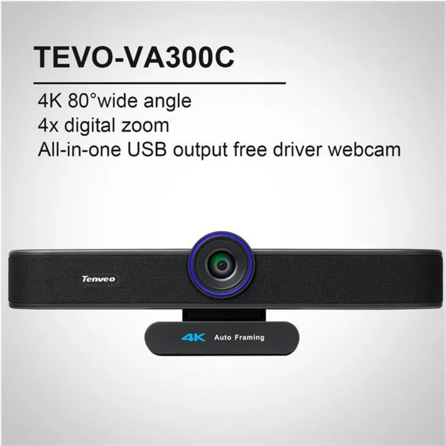 Tenveo 4K UHD Webcam AI Auto Framing 4X Digital Zoom Works Teams Zoom YouTube